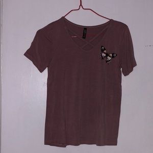 Shirt with butterfly graphic